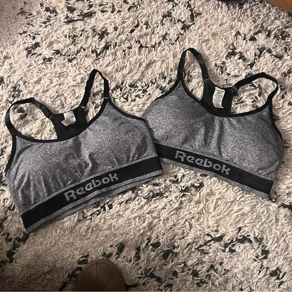 Set of 2 Gray Reebok Racerback Sports Bras with Removable Cups - Picture 11 of 15